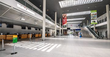 Leere Abflughallen im Flughafen Münster/Osnabrück